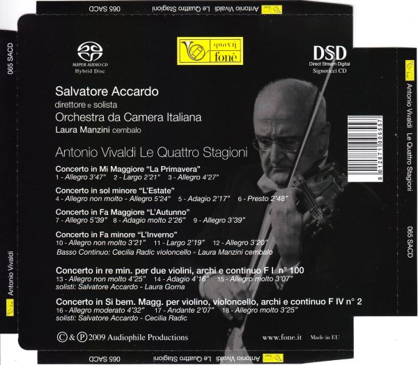 图片[1]-FONE 065 Antonio Vivaldi – Le Quattro Stagioni – Salvatore Accardo (Fone.2009)-无损音乐下载